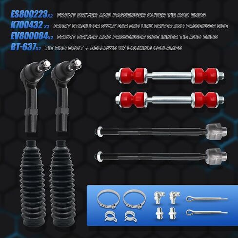 Front End 12pc Suspension Kit for 2007-2013 Chevy Silverado 1500 Suburban Yukon GMC Sierra XL 1500 Tahoe Escalade, 2 Upper Control Arms 2 Sway Bars 4 Tie Rods 2 Lower Ball Joints 2 Boots - 12PC in Kuwait