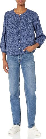 GAP womens Long Sleeve Front Top Button Down Shirt, Blue Stripe, X-Small US in Saudi Arabia