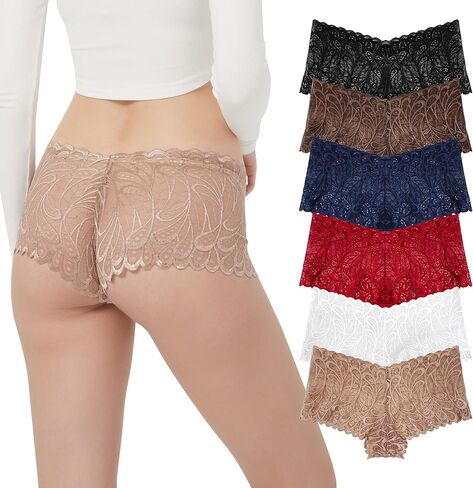Boyshort Underwear for Women Lace Boyshorts Sexy Comfortable Cheeky Panties Size S-2XL in Saudi Arabia