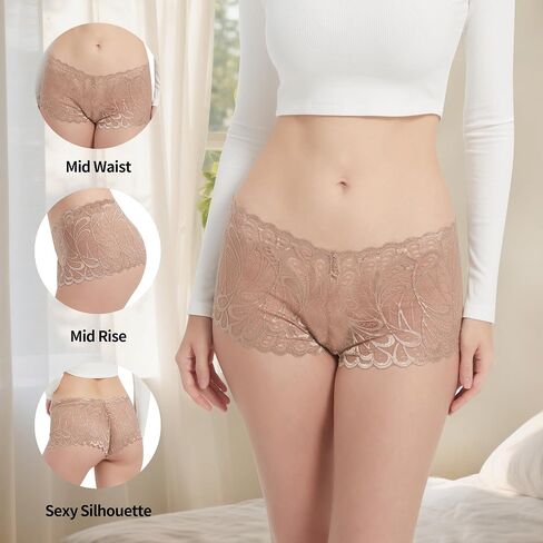 Boyshort Underwear for Women Lace Boyshorts Sexy Comfortable Cheeky Panties Size S-2XL in Saudi Arabia