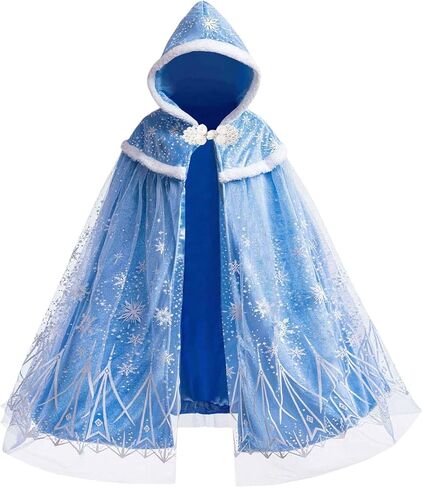 2025 Girls Elsa Hoode Cape Kids Princess Dress up Cloak Girls Anna Velvet Fancy Cape in Kuwait