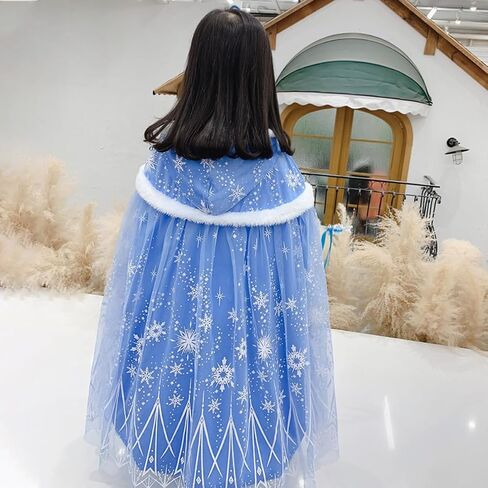 2025 Girls Elsa Hoode Cape Kids Princess Dress up Cloak Girls Anna Velvet Fancy Cape in Kuwait
