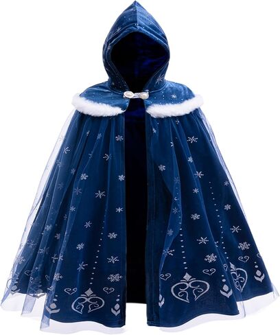 2025 Girls Elsa Hoode Cape Kids Princess Dress up Cloak Girls Anna Velvet Fancy Cape in Kuwait