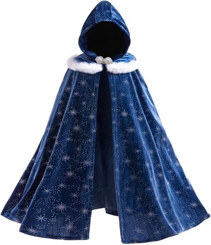 2025 Girls Elsa Hoode Cape Kids Princess Dress up Cloak Girls Anna Velvet Fancy Cape in Kuwait
