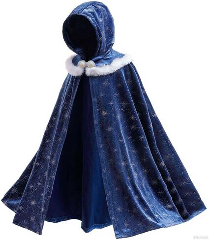 2025 Girls Elsa Hoode Cape Kids Princess Dress up Cloak Girls Anna Velvet Fancy Cape in Kuwait