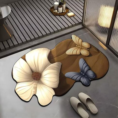 Realistic Pattern Non-Slip Absorbent Mat, Rugs Optical Illusion, Shower Mat Outside Shower, Bathroom Floor Rugs Safe, Slip-Resistant(M,31.4 * 47.2in) in Saudi Arabia