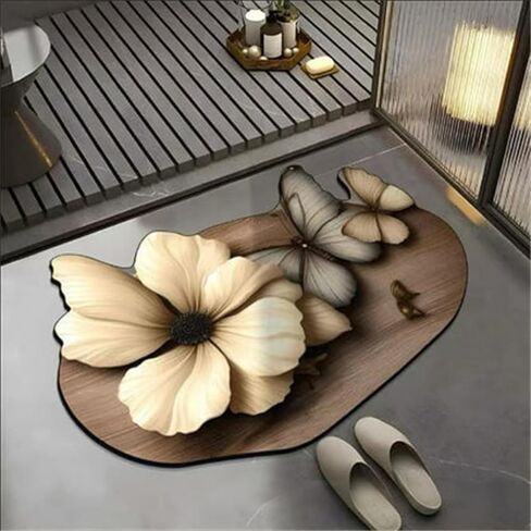 Realistic Pattern Non-Slip Absorbent Mat, Rugs Optical Illusion, Shower Mat Outside Shower, Bathroom Floor Rugs Safe, Slip-Resistant(M,31.4 * 47.2in) in Saudi Arabia