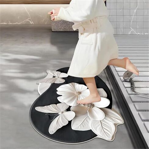 Realistic Pattern Non-Slip Absorbent Mat, Rugs Optical Illusion, Shower Mat Outside Shower, Bathroom Floor Rugs Safe, Slip-Resistant(M,31.4 * 47.2in) in Saudi Arabia