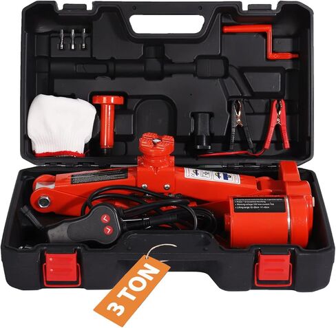 جاك السيارة الكهربائية TYAYT 3 طن جاك مقص السيارة لسيارة سيدان وسيارات الدفع الرباعي 12 فولت جاك كهربائي محمول لتغيير الإطارات (رمادي) in Kuwait