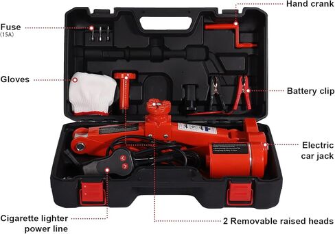 جاك السيارة الكهربائية TYAYT 3 طن جاك مقص السيارة لسيارة سيدان وسيارات الدفع الرباعي 12 فولت جاك كهربائي محمول لتغيير الإطارات (رمادي) in Kuwait