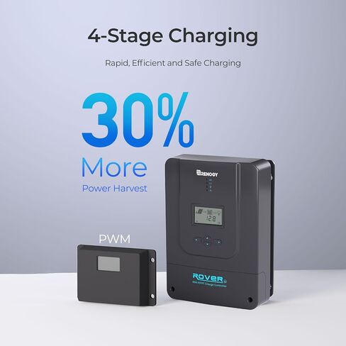 Renogy Charge Controller-Rover 30A MPPT 12V/24V Auto-Detect LCD Display | 99.9% Efficiency for Gel/Flooded/Lithium Batteries | Dual-Peak Tracking & Modbus Support (30A 12V/24V) in Saudi Arabia