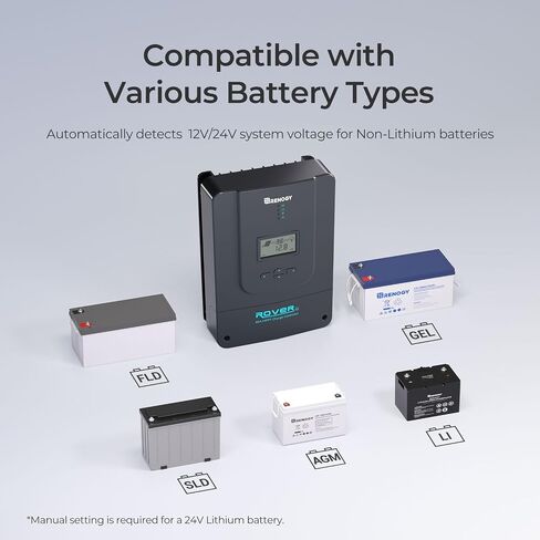 Renogy Charge Controller-Rover 30A MPPT 12V/24V Auto-Detect LCD Display | 99.9% Efficiency for Gel/Flooded/Lithium Batteries | Dual-Peak Tracking & Modbus Support (30A 12V/24V) in Saudi Arabia