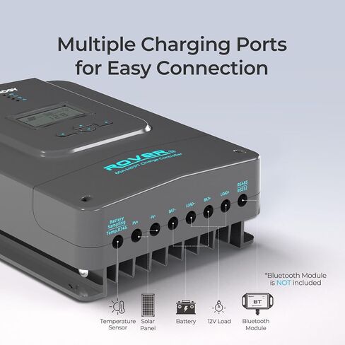 Renogy Charge Controller-Rover 30A MPPT 12V/24V Auto-Detect LCD Display | 99.9% Efficiency for Gel/Flooded/Lithium Batteries | Dual-Peak Tracking & Modbus Support (30A 12V/24V) in Saudi Arabia