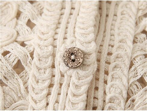 Women's Knitted Short Sleeve Cutout Puff Sleeve V-Neck Cardigan Summer Korean Style Casual Shirt Top White S in Saudi Arabia