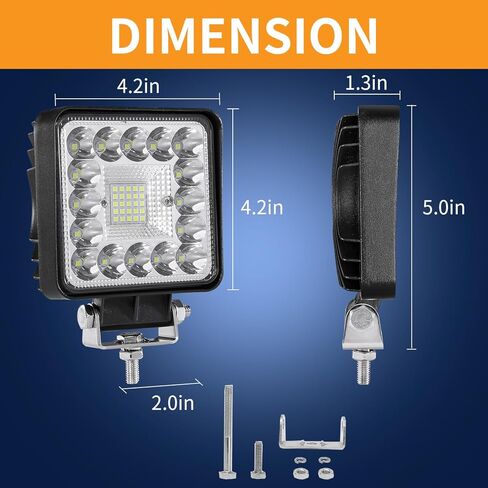 مصابيح جراب LED ، مصابيح العمل LED للشاحنة ، 4INCH 123W ضوء الضباب للدراجات النارية ، الضوء على الطرق الوعرة لسيارة جيب جولف عربة الشاحنة ، 2pack أضواء القيادة in Kuwait