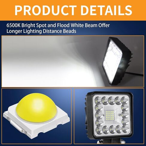 مصابيح جراب LED ، مصابيح العمل LED للشاحنة ، 4INCH 123W ضوء الضباب للدراجات النارية ، الضوء على الطرق الوعرة لسيارة جيب جولف عربة الشاحنة ، 2pack أضواء القيادة in Kuwait