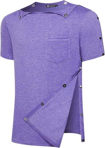 زر مغناطيسي ما بعد جراحة الكتف قميص قميص هزيمة بعيدا الأكمام القصيرة الدوران كامل الجانب التكيفي chemo الملابس in Kuwait