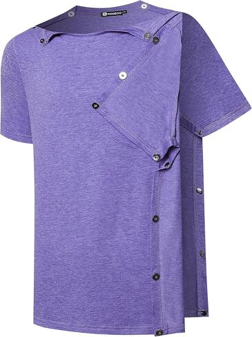 زر مغناطيسي ما بعد جراحة الكتف قميص قميص هزيمة بعيدا الأكمام القصيرة الدوران كامل الجانب التكيفي chemo الملابس in Kuwait