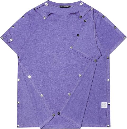 زر مغناطيسي ما بعد جراحة الكتف قميص قميص هزيمة بعيدا الأكمام القصيرة الدوران كامل الجانب التكيفي chemo الملابس in Kuwait