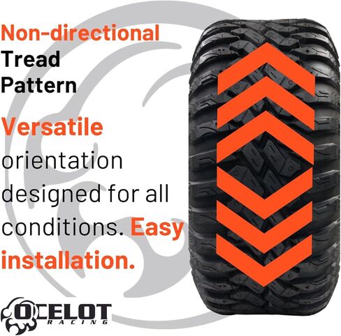 Ocelot Ohanzee ATV/UTV Tire 28x10R-14 High Performance All Terrain Style Riding, Durable 8-Ply Radial Construction and Non-Directional Tread Pattern with Thick lugs for Offroad Terrain and Conditions in Kuwait