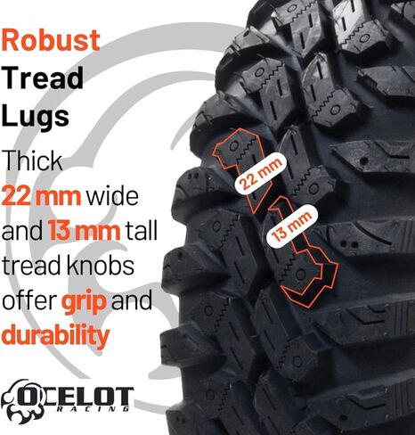 Ocelot Ohanzee ATV/UTV Tire 28x10R-14 High Performance All Terrain Style Riding, Durable 8-Ply Radial Construction and Non-Directional Tread Pattern with Thick lugs for Offroad Terrain and Conditions in Kuwait