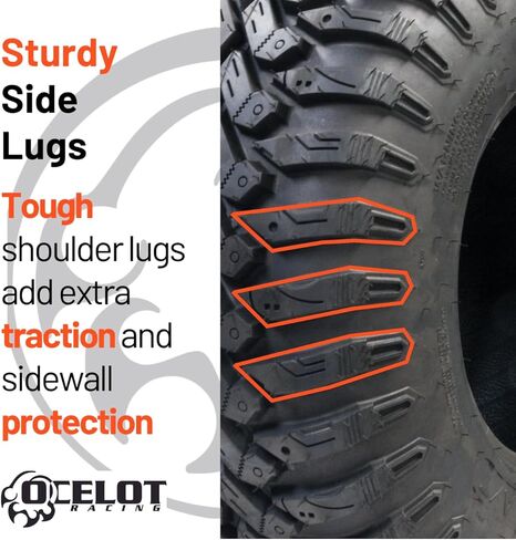 Ocelot Ohanzee ATV/UTV Tire 28x10R-14 High Performance All Terrain Style Riding, Durable 8-Ply Radial Construction and Non-Directional Tread Pattern with Thick lugs for Offroad Terrain and Conditions in Kuwait
