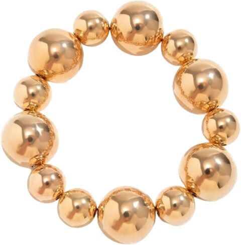 Chunky Gold Bead Bracelets,Big Round Ball Beaded Elastic Bracelet Vintage Punk Metal Stretch Bangles Adjustable Strand Bracelets Fashion Jewelry for Women in Saudi Arabia