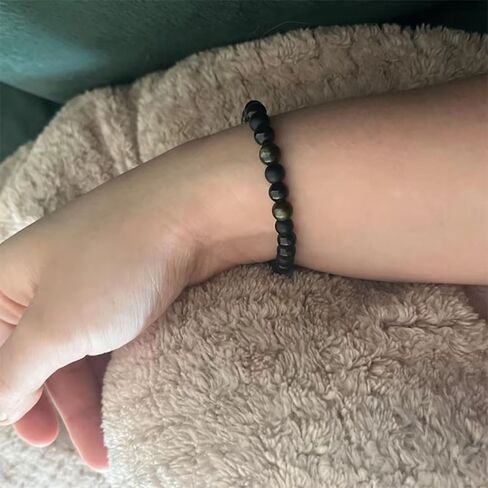 Natural Stone Triple Protection Beaded Bracelet for Men Women Adjustable Black Tourmaline, Black Onyx and Hematite Handmade Lucky Bracelet Feng Shui Jewelry Gift in Saudi Arabia