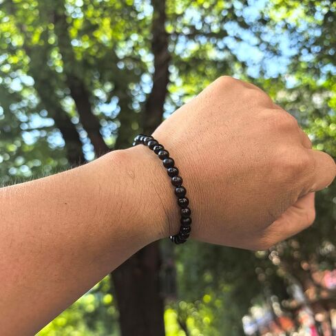 Natural Stone Triple Protection Beaded Bracelet for Men Women Adjustable Black Tourmaline, Black Onyx and Hematite Handmade Lucky Bracelet Feng Shui Jewelry Gift in Saudi Arabia