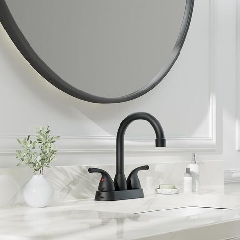 Phiestina Brushed Nickel Widespread Bathroom Sink Faucet 8 Inch 3 Hole Low Arc Bathroom Faucet, with Metal Pop-up Drain with Overflow and Water Supply Line, BF03008-B11-GBN in Kuwait