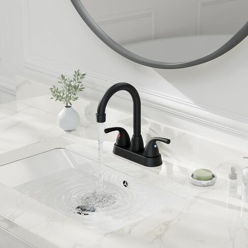 Phiestina Brushed Nickel Widespread Bathroom Sink Faucet 8 Inch 3 Hole Low Arc Bathroom Faucet, with Metal Pop-up Drain with Overflow and Water Supply Line, BF03008-B11-GBN in Kuwait