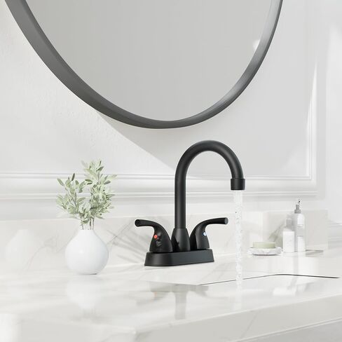 Phiestina Brushed Nickel Widespread Bathroom Sink Faucet 8 Inch 3 Hole Low Arc Bathroom Faucet, with Metal Pop-up Drain with Overflow and Water Supply Line, BF03008-B11-GBN in Kuwait