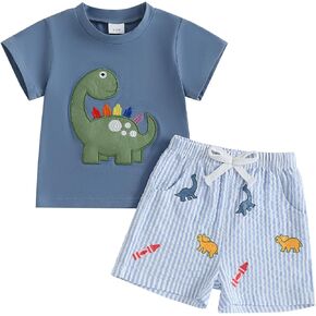 Boys Back To School Outfit Short Sleeve T-shirt and Plaid Shorts Summer Set | Toddler Baby Boy Back To School Outfit Apple Embroidery Short Sleeve T-shirt Elastic Shorts First of Day Kindergarten Clothes in Saudi Arabia