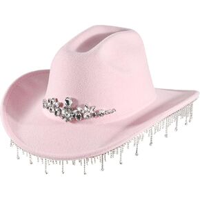 Womens Rhinestone Cowgirl Cowboy Hat Wide Brim Diamond-Glitter-Western-Cowboy Hat Bling Cowgirl Hat for Women in Saudi Arabia