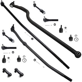 Detroit Axle - 4WD Front 13pc Suspension Kit for 1998-1999 Dodge Ram 1500 2500, 4 Tie Rods 4 Ball Joints 2 Sway Bars 2 Adjusting Sleeves 1 Track Bar Replacement in Saudi Arabia