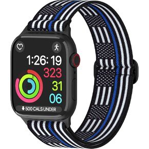 ThunderFit Nylon Smart Watch Band,Compatible with Apple Watch, Adjustable Strap 8 pack (Charcoal Black, Navy Blue, Army Green, Midnight Grey, Green Camo, Grey Camo, Desert Camo, Snakeskin Camo, 45mm) in Kuwait