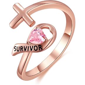 Dreamboat Breast Cancer Rings for Women Pink Ribbon Rings 925 Sterling Silver Rose Gold Plated Awareness Accessories Breast Cancer Survivor Gifts for Woman in Saudi Arabia
