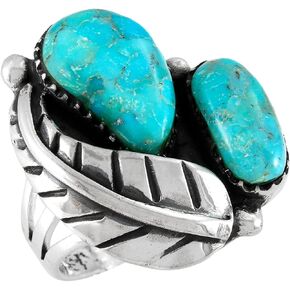 Turquoise Ring Sterling Silver 925 Genuine Gemstones Size 6 to 11 in Saudi Arabia