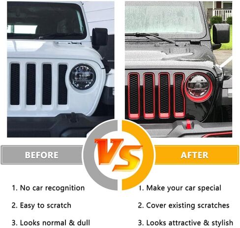 9pcs Grille إدراج مجموعة الغلاف الأمامي لتركيب مجموعة Jeep (2020-2023) Gladiator JT (Red ، JT) in Kuwait