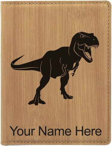 حامل جواز سفر Lasergram Faux Leather ، Tyrannosaurus rex Dinosaur ، شملت نقش شخصي (أحمر) in Kuwait