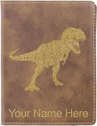 حامل جواز سفر Lasergram Faux Leather ، Tyrannosaurus rex Dinosaur ، شملت نقش شخصي (أحمر) in Kuwait