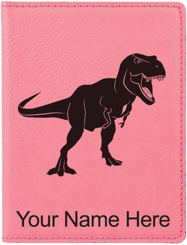 حامل جواز سفر Lasergram Faux Leather ، Tyrannosaurus rex Dinosaur ، شملت نقش شخصي (أحمر) in Kuwait