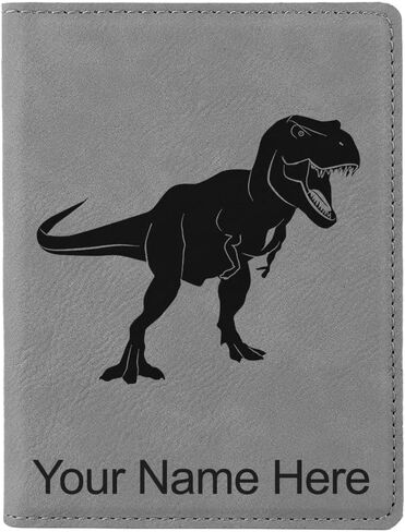 حامل جواز سفر Lasergram Faux Leather ، Tyrannosaurus rex Dinosaur ، شملت نقش شخصي (أحمر) in Kuwait
