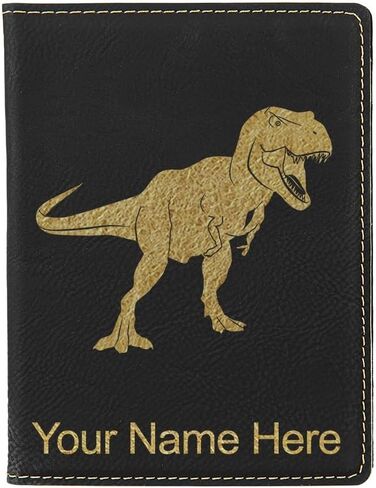 حامل جواز سفر Lasergram Faux Leather ، Tyrannosaurus rex Dinosaur ، شملت نقش شخصي (أحمر) in Kuwait