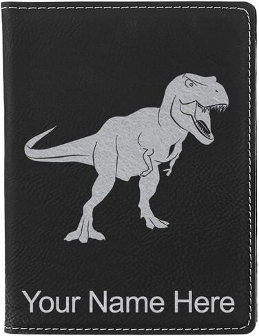 حامل جواز سفر Lasergram Faux Leather ، Tyrannosaurus rex Dinosaur ، شملت نقش شخصي (أحمر) in Kuwait