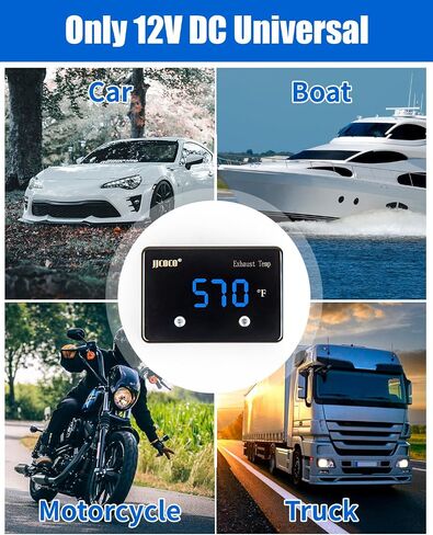 درجة حرارة غاز العادم ، مقياس EGT 1000 ℃ طقم البيرومتر - شاشة رقمية LED مع مستشعر EGT لدراجة نارية للسيارة الديزل ATV in Kuwait