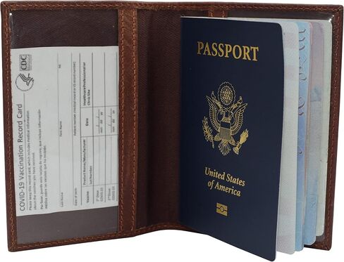 Real Leather RFID Blocking Travel Passport Holder with Vaccine Card Slot (Australia) in Saudi Arabia