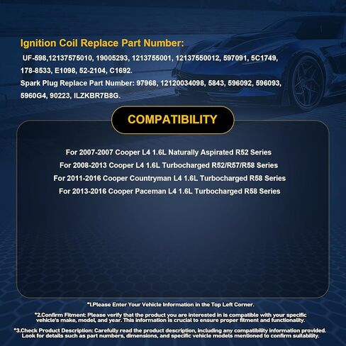 6 قطع UF487 حزمة ملف الإشعال و6619 شمعات إشعال إيريديوم متوافقة مع تويوتا هايلاندر أفالون كامري راف 4 سيينا فينزا/لكزس ES350 IS350 RX450h 3.5L V6 استبدال #90919-A2007 C1601، UF507 in Kuwait