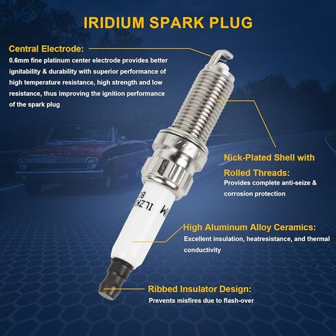 6 قطع UF487 حزمة ملف الإشعال و6619 شمعات إشعال إيريديوم متوافقة مع تويوتا هايلاندر أفالون كامري راف 4 سيينا فينزا/لكزس ES350 IS350 RX450h 3.5L V6 استبدال #90919-A2007 C1601، UF507 in Kuwait