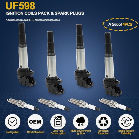 6 قطع UF487 حزمة ملف الإشعال و6619 شمعات إشعال إيريديوم متوافقة مع تويوتا هايلاندر أفالون كامري راف 4 سيينا فينزا/لكزس ES350 IS350 RX450h 3.5L V6 استبدال #90919-A2007 C1601، UF507 in Kuwait